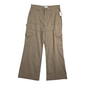 NWT Arizona Jeans Cargo Pants Tan Khaki Truffle Brown 13 Wide Leg Pockets Casual